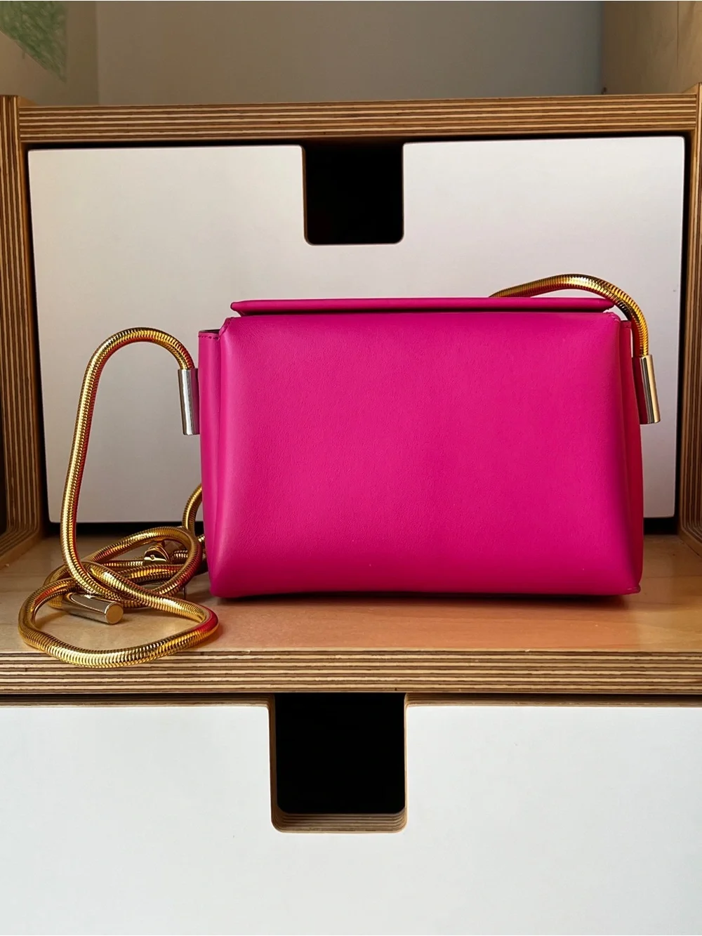 Marni Toggle Pink Leather Crossbody Bag with Gold Chain Strap